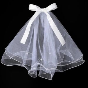 Elegant White Tulle Veil with Bow for your Pup